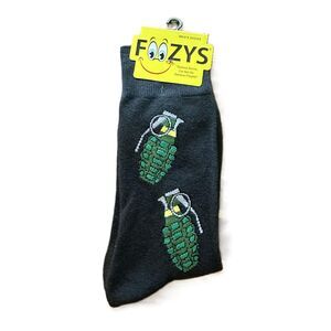 Mens Foozys Black Crew Length Novelty Military Themed Design Socks Size 6-12 New